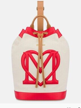 LOVE MOSCHINO Shoulder/Sling Borsa Canvas Naturale & PU Red